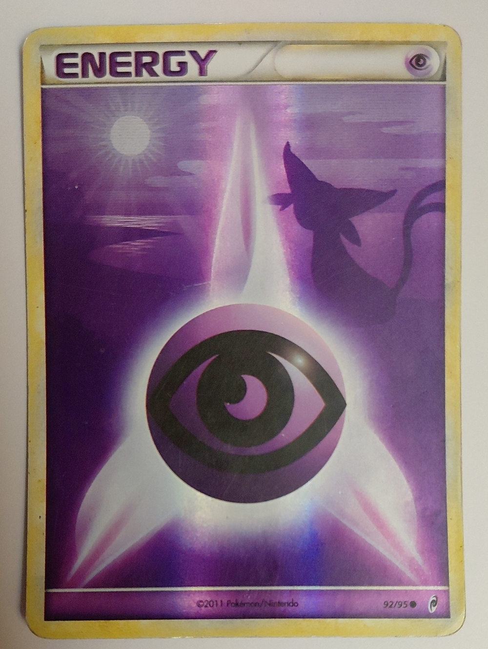 DAMAGED - Espeon Silhouette Holo Psychic Energy - Call Of Legends Pokemon Card